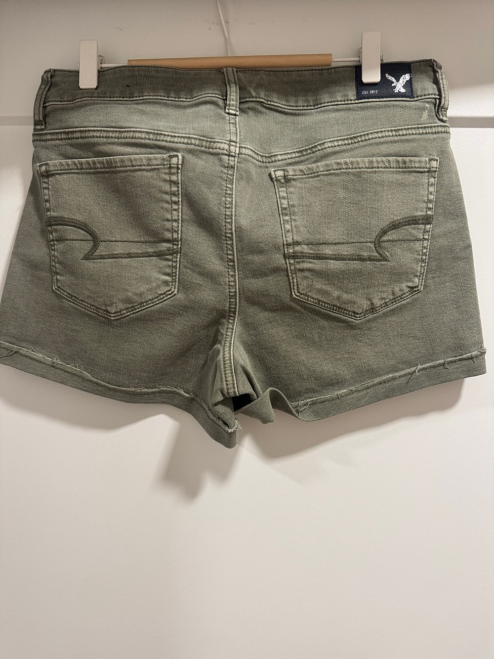American Eagle Outfitters Olive Green Denim Short Shorts - Picture 2 of 8